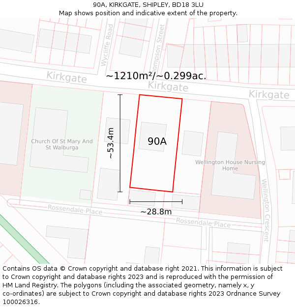 90A, KIRKGATE, SHIPLEY, BD18 3LU: Plot and title map