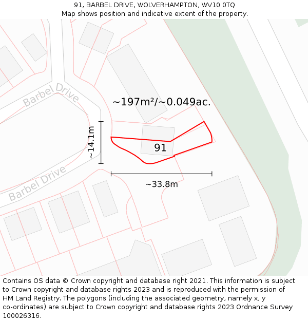 91, BARBEL DRIVE, WOLVERHAMPTON, WV10 0TQ: Plot and title map