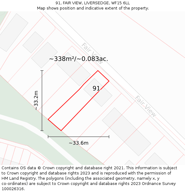 91, FAIR VIEW, LIVERSEDGE, WF15 6LL: Plot and title map