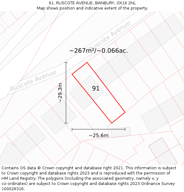 91, RUSCOTE AVENUE, BANBURY, OX16 2NL: Plot and title map