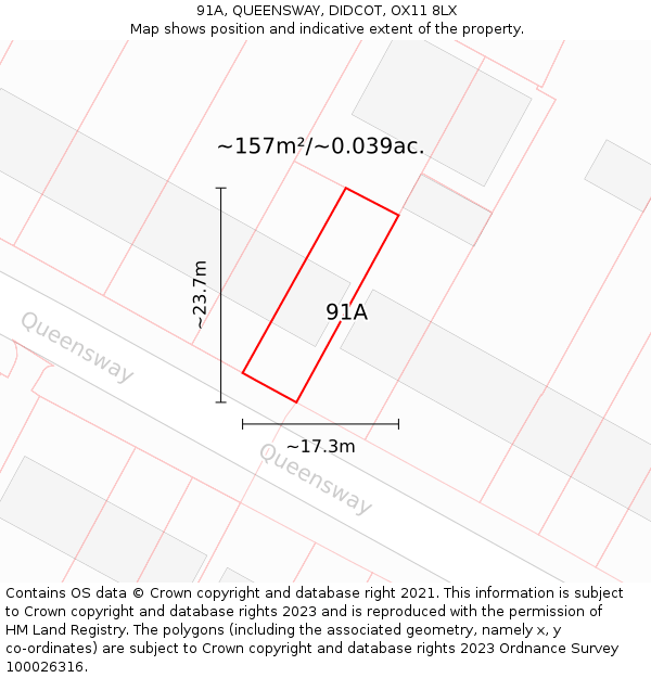 91A, QUEENSWAY, DIDCOT, OX11 8LX: Plot and title map