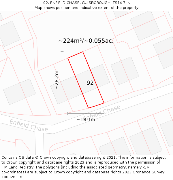 92, ENFIELD CHASE, GUISBOROUGH, TS14 7LN: Plot and title map