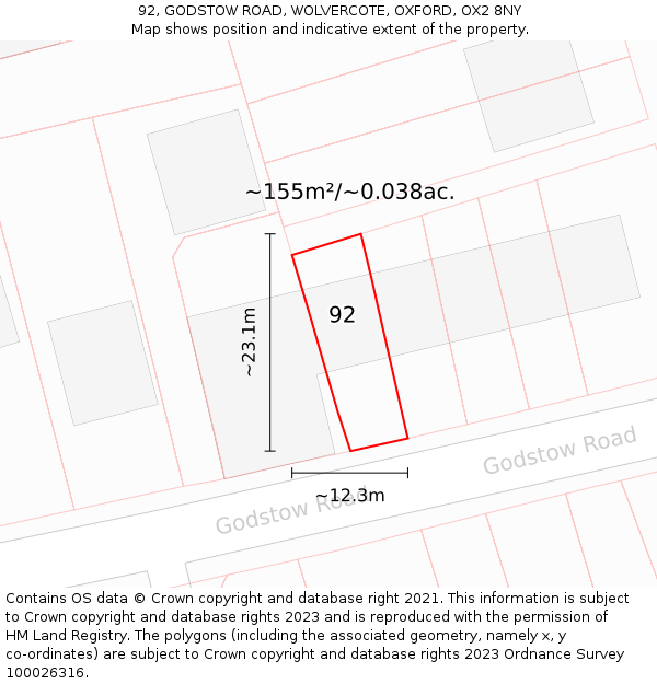 92, GODSTOW ROAD, WOLVERCOTE, OXFORD, OX2 8NY: Plot and title map