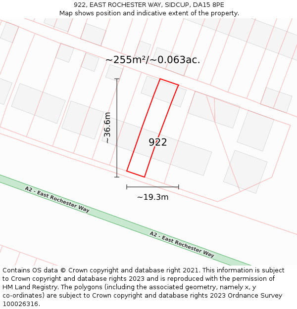 922, EAST ROCHESTER WAY, SIDCUP, DA15 8PE: Plot and title map