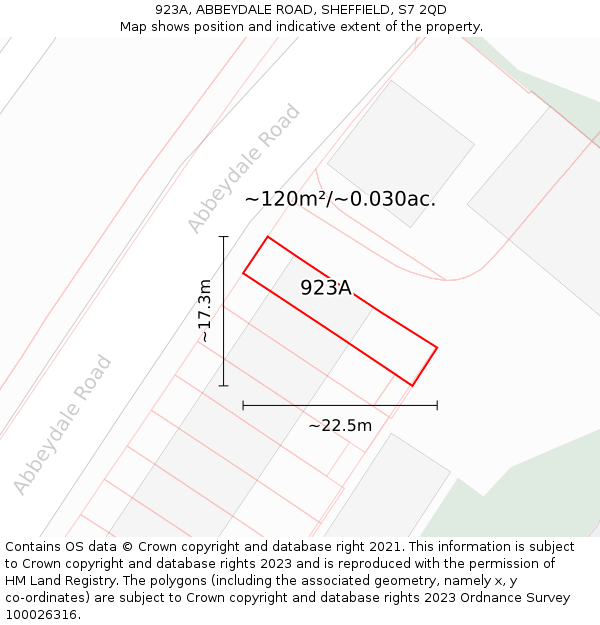 923A, ABBEYDALE ROAD, SHEFFIELD, S7 2QD: Plot and title map