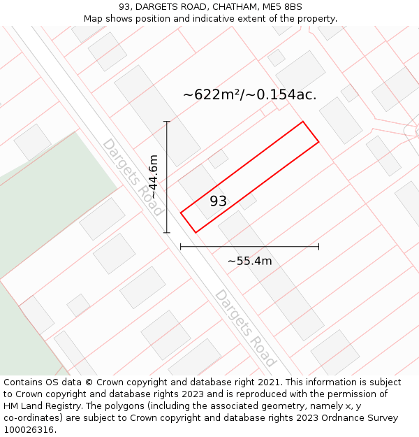 93, DARGETS ROAD, CHATHAM, ME5 8BS: Plot and title map