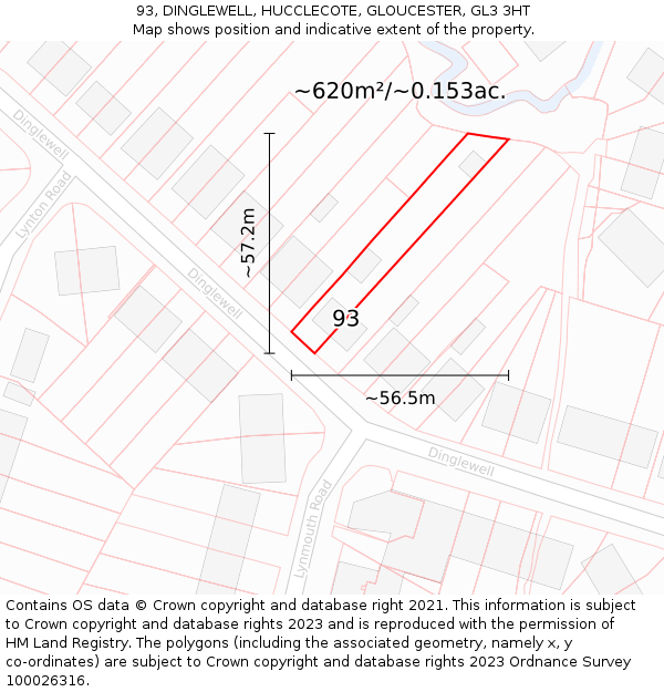 93, DINGLEWELL, HUCCLECOTE, GLOUCESTER, GL3 3HT: Plot and title map