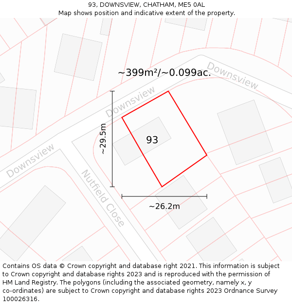 93, DOWNSVIEW, CHATHAM, ME5 0AL: Plot and title map