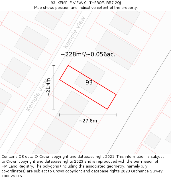 93, KEMPLE VIEW, CLITHEROE, BB7 2QJ: Plot and title map