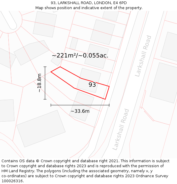 93, LARKSHALL ROAD, LONDON, E4 6PD: Plot and title map