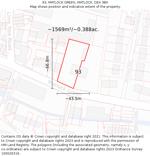 93, MATLOCK GREEN, MATLOCK, DE4 3BX: Plot and title map