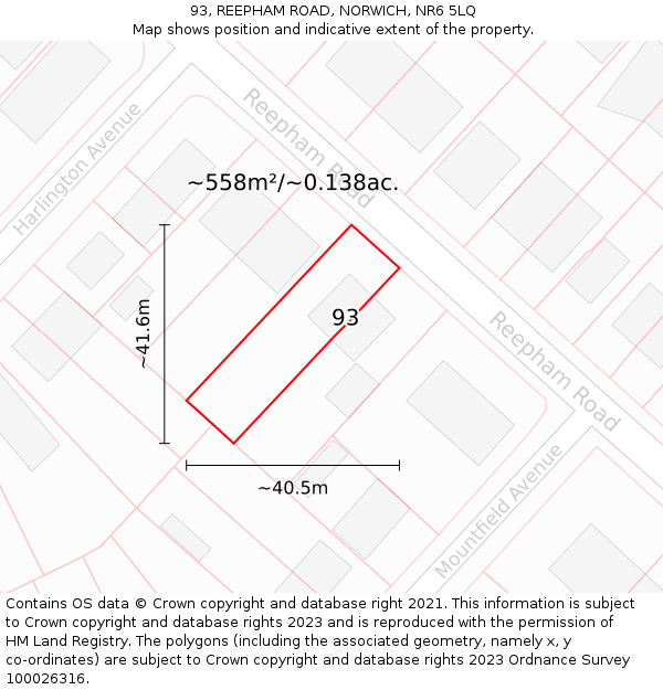 93, REEPHAM ROAD, NORWICH, NR6 5LQ: Plot and title map