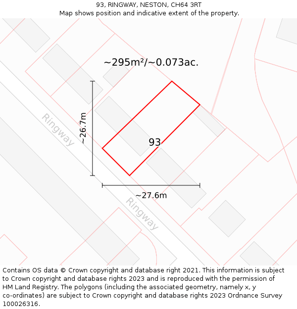 93, RINGWAY, NESTON, CH64 3RT: Plot and title map