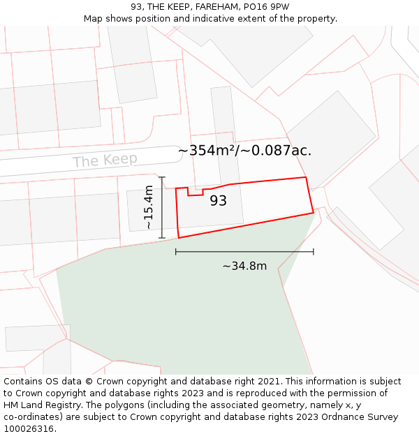 93, THE KEEP, FAREHAM, PO16 9PW: Plot and title map