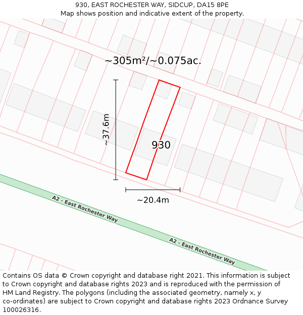 930, EAST ROCHESTER WAY, SIDCUP, DA15 8PE: Plot and title map