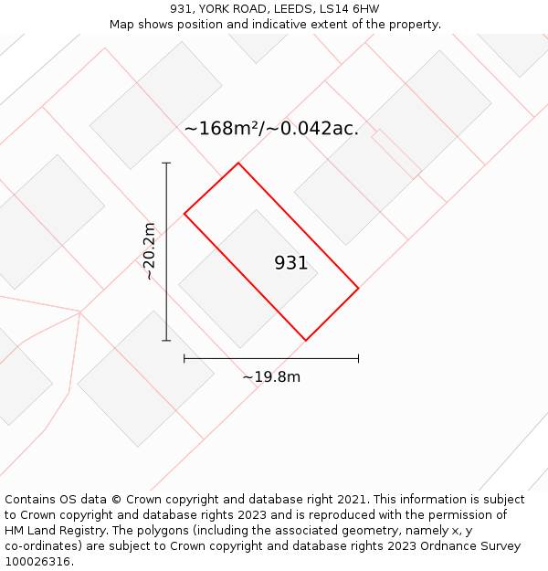 931, YORK ROAD, LEEDS, LS14 6HW: Plot and title map