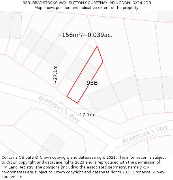 93B, BRADSTOCKS WAY, SUTTON COURTENAY, ABINGDON, OX14 4DB: Plot and title map
