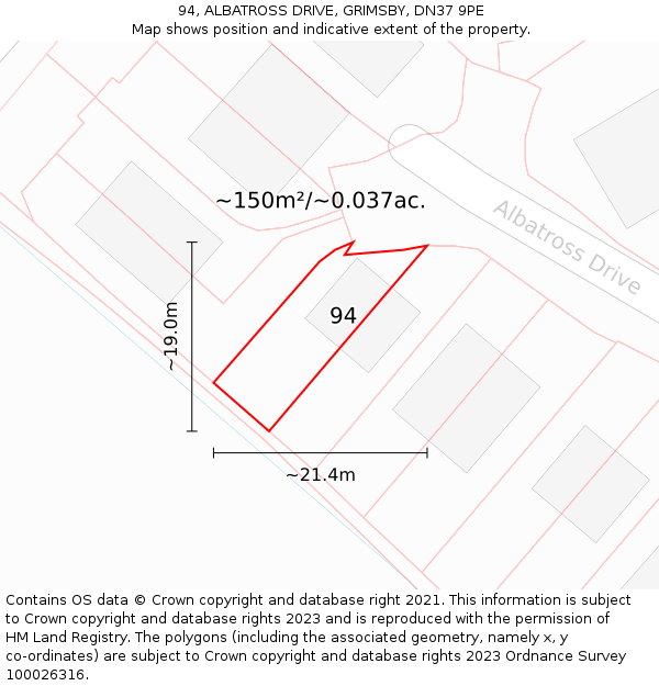 94, ALBATROSS DRIVE, GRIMSBY, DN37 9PE: Plot and title map