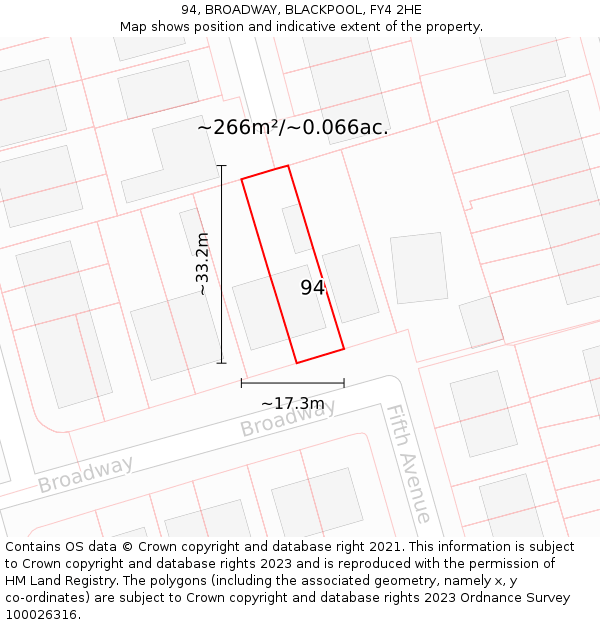 94, BROADWAY, BLACKPOOL, FY4 2HE: Plot and title map