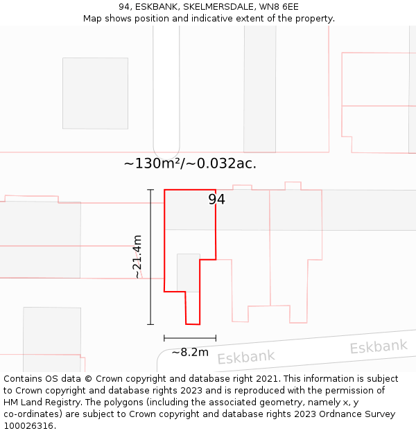 94, ESKBANK, SKELMERSDALE, WN8 6EE: Plot and title map