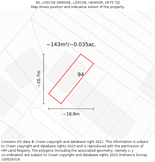 94, LOSCOE GRANGE, LOSCOE, HEANOR, DE75 7JZ: Plot and title map