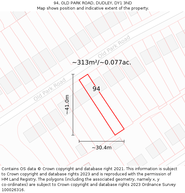 94, OLD PARK ROAD, DUDLEY, DY1 3ND: Plot and title map