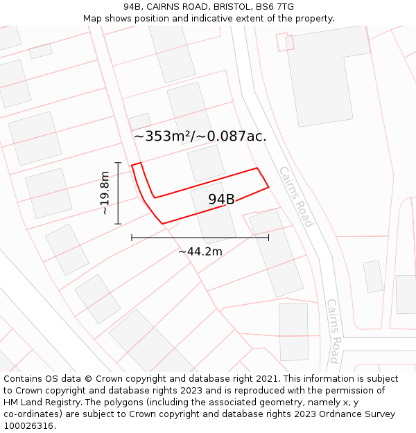 94B, CAIRNS ROAD, BRISTOL, BS6 7TG: Plot and title map