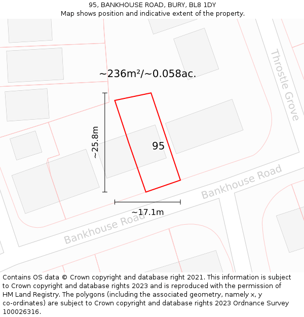 95, BANKHOUSE ROAD, BURY, BL8 1DY: Plot and title map