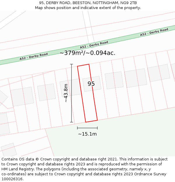 95, DERBY ROAD, BEESTON, NOTTINGHAM, NG9 2TB: Plot and title map