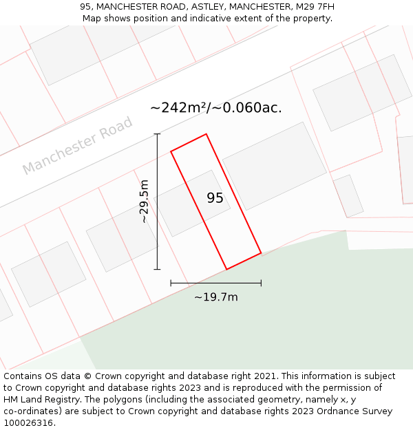 95, MANCHESTER ROAD, ASTLEY, MANCHESTER, M29 7FH: Plot and title map