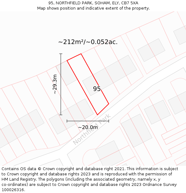 95, NORTHFIELD PARK, SOHAM, ELY, CB7 5XA: Plot and title map