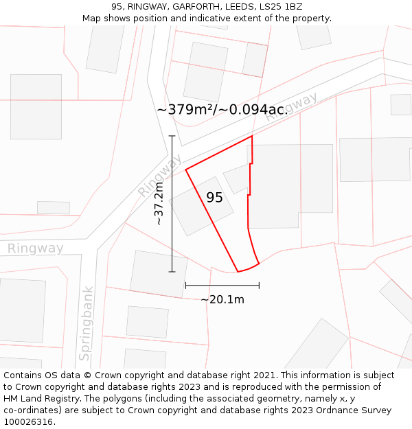 95, RINGWAY, GARFORTH, LEEDS, LS25 1BZ: Plot and title map