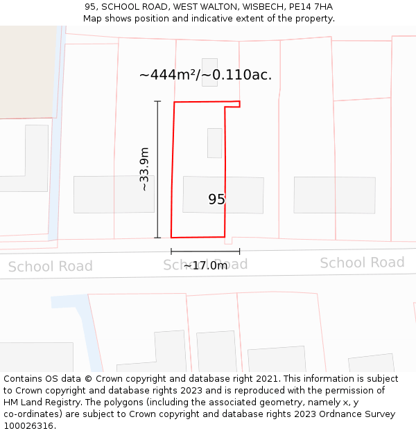 95, SCHOOL ROAD, WEST WALTON, WISBECH, PE14 7HA: Plot and title map