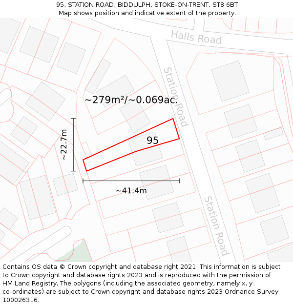 95, STATION ROAD, BIDDULPH, STOKE-ON-TRENT, ST8 6BT: Plot and title map