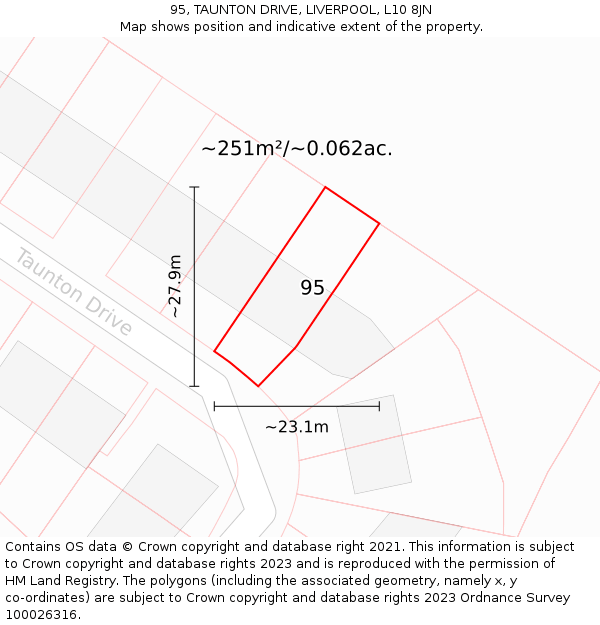95, TAUNTON DRIVE, LIVERPOOL, L10 8JN: Plot and title map