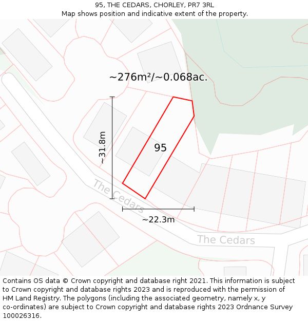 95, THE CEDARS, CHORLEY, PR7 3RL: Plot and title map