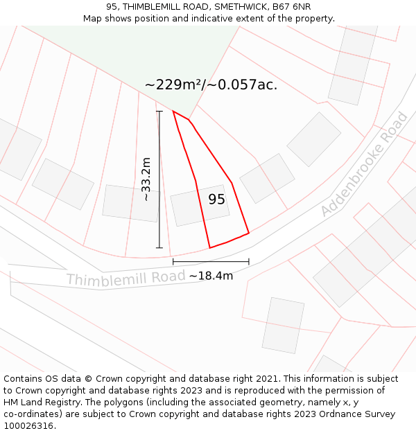 95, THIMBLEMILL ROAD, SMETHWICK, B67 6NR: Plot and title map