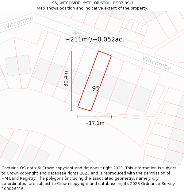 95, WITCOMBE, YATE, BRISTOL, BS37 8SU: Plot and title map