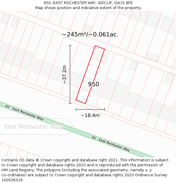 950, EAST ROCHESTER WAY, SIDCUP, DA15 8PE: Plot and title map