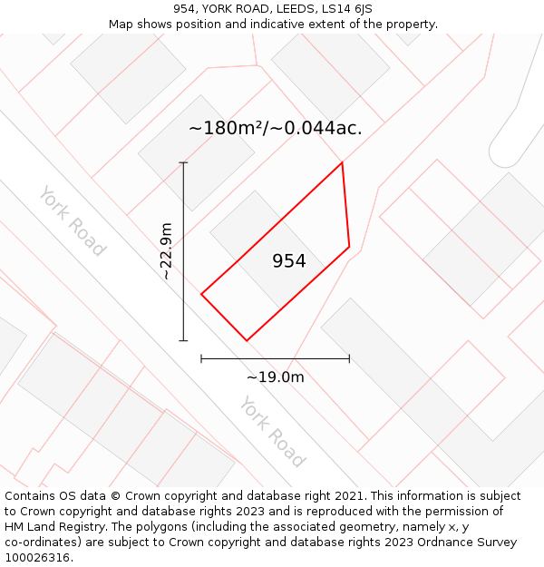 954, YORK ROAD, LEEDS, LS14 6JS: Plot and title map