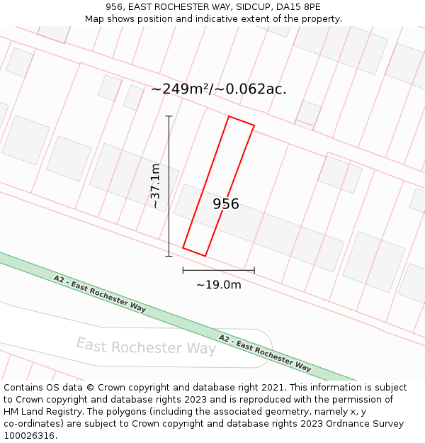 956, EAST ROCHESTER WAY, SIDCUP, DA15 8PE: Plot and title map