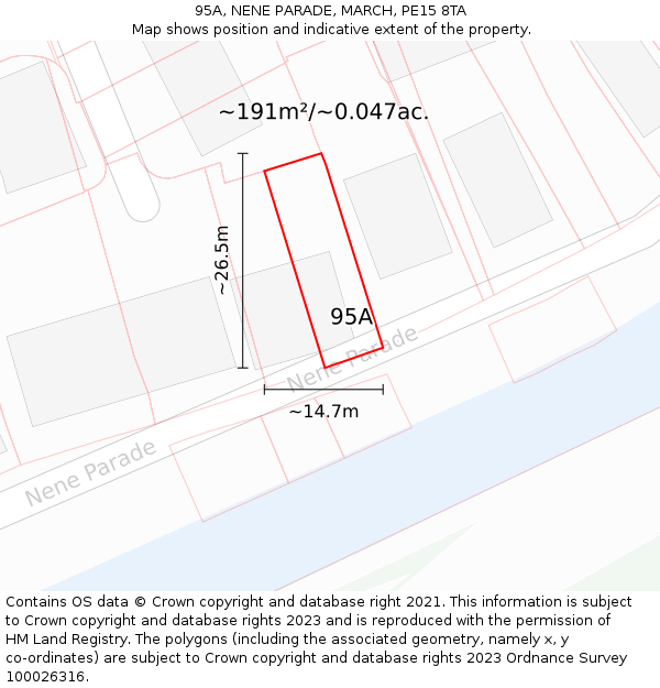 95A, NENE PARADE, MARCH, PE15 8TA: Plot and title map