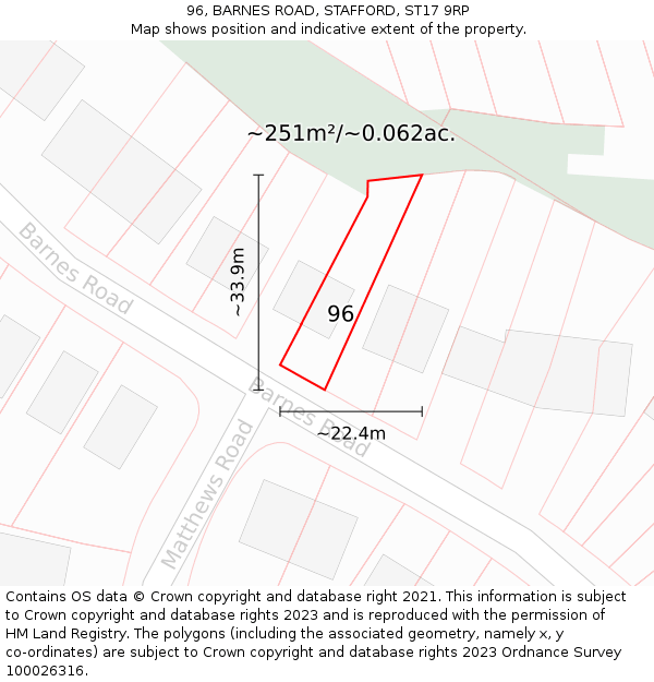 96, BARNES ROAD, STAFFORD, ST17 9RP: Plot and title map