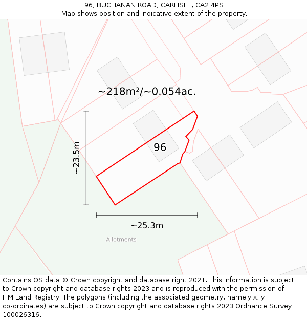 96, BUCHANAN ROAD, CARLISLE, CA2 4PS: Plot and title map