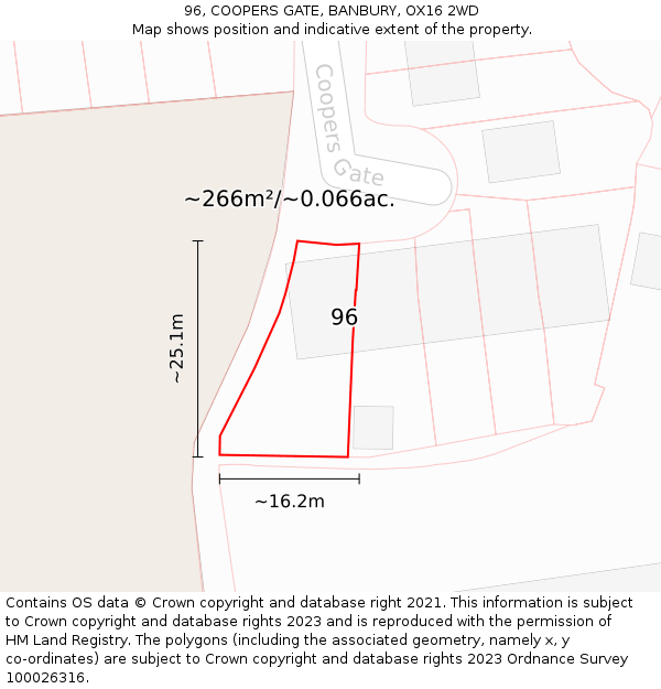 96, COOPERS GATE, BANBURY, OX16 2WD: Plot and title map