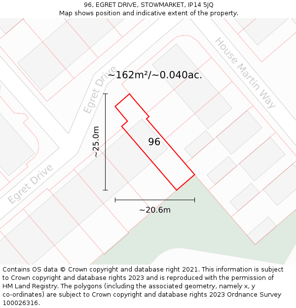 96, EGRET DRIVE, STOWMARKET, IP14 5JQ: Plot and title map