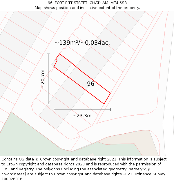 96, FORT PITT STREET, CHATHAM, ME4 6SR: Plot and title map
