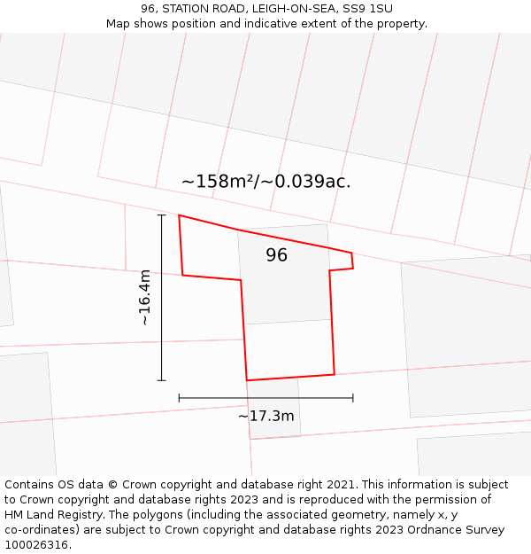 96, STATION ROAD, LEIGH-ON-SEA, SS9 1SU: Plot and title map