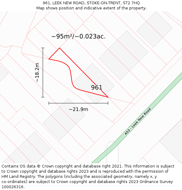 961, LEEK NEW ROAD, STOKE-ON-TRENT, ST2 7HQ: Plot and title map