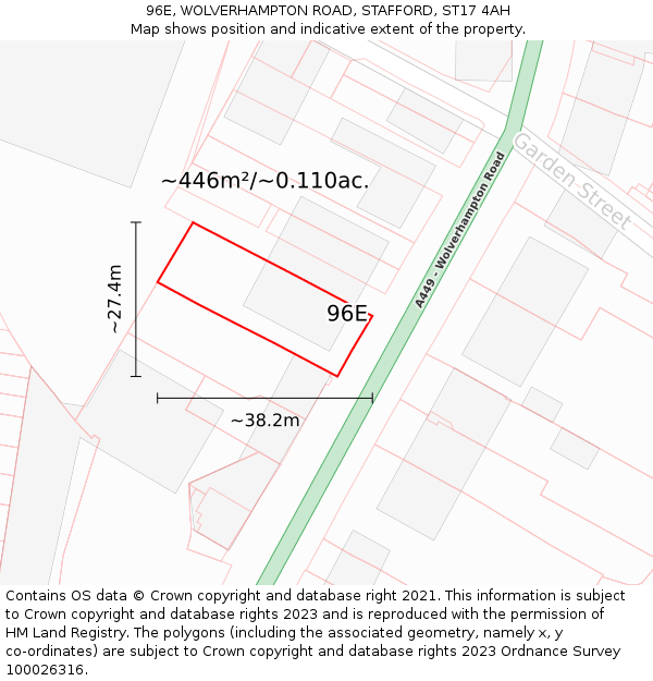 96E, WOLVERHAMPTON ROAD, STAFFORD, ST17 4AH: Plot and title map